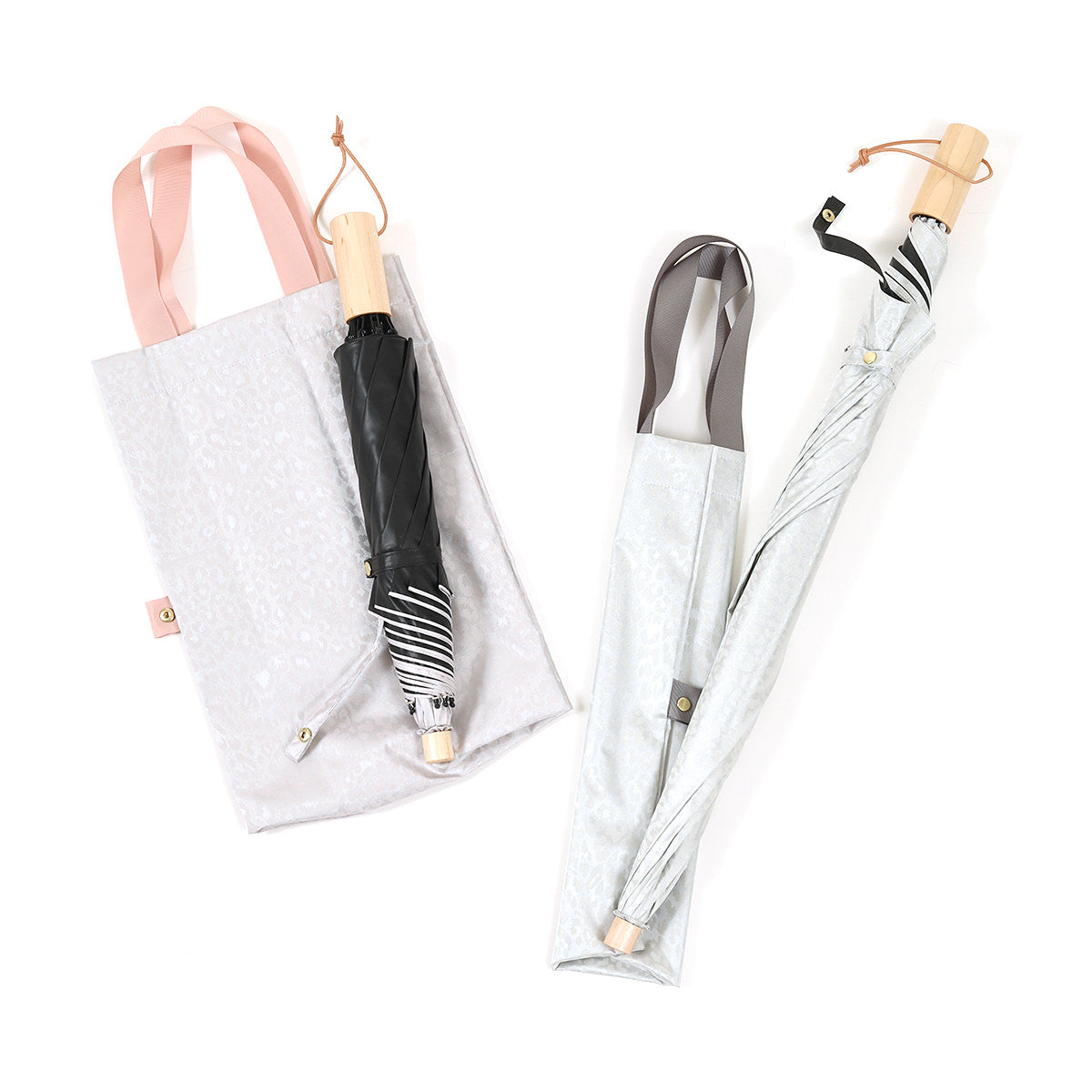 ☆NEW☆ 遮光遮熱 55cm 2way仕様 折りたたみ傘 トート型傘バッグ レオパード柄