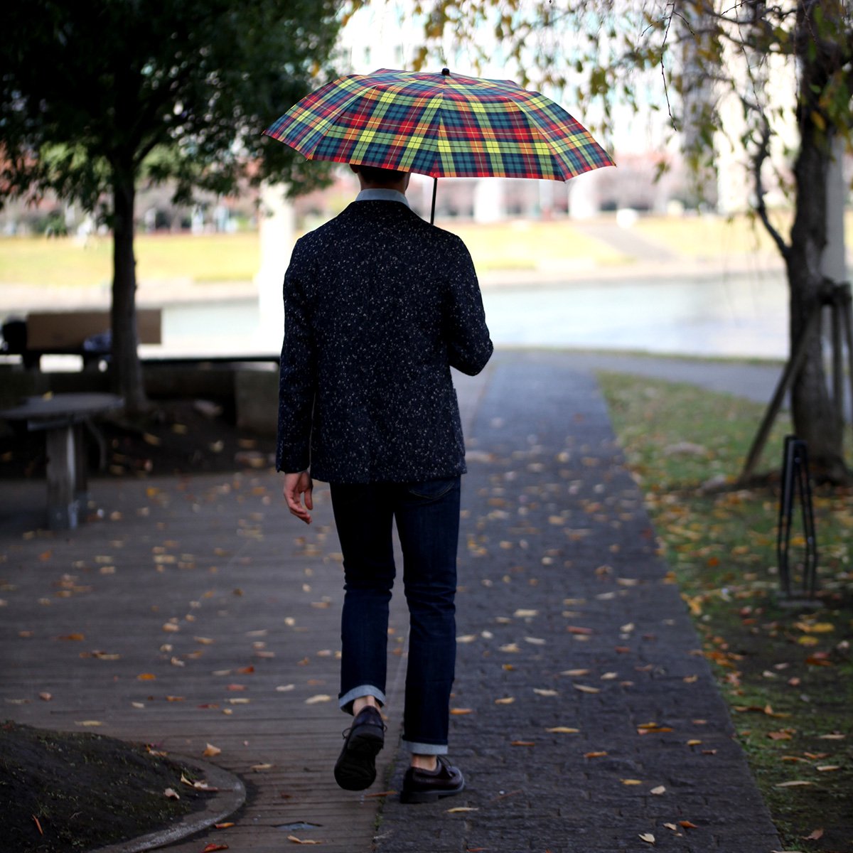 Tartan Check Folding Umbrella 