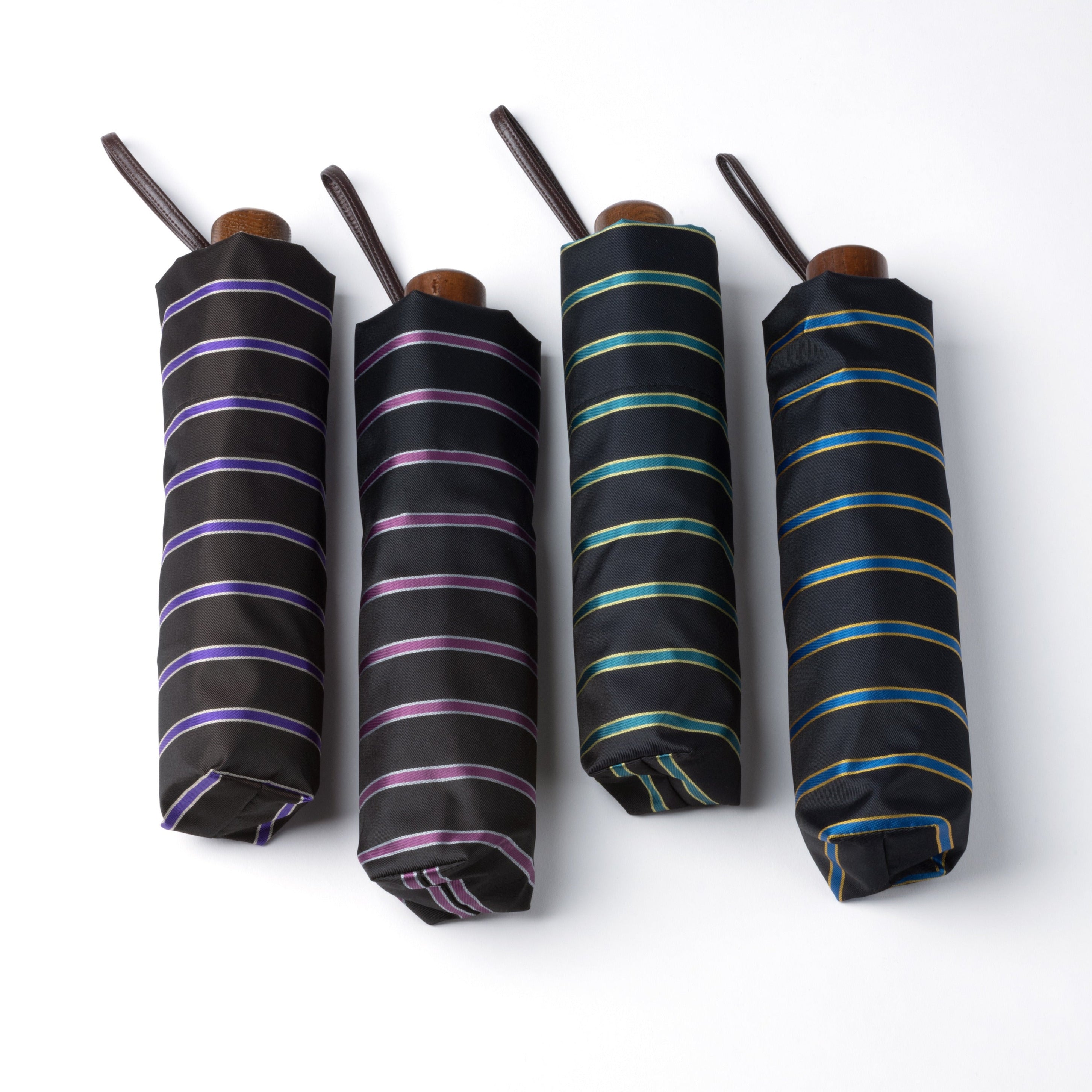 Double Face Color Stripe Wind Resistant Bone Folding Umbrella 